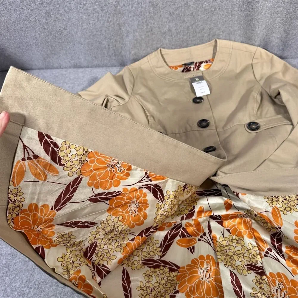 Babystyle Maternity Khaki Trench Coat Jacket Size S NWT - Picture 15 of 15